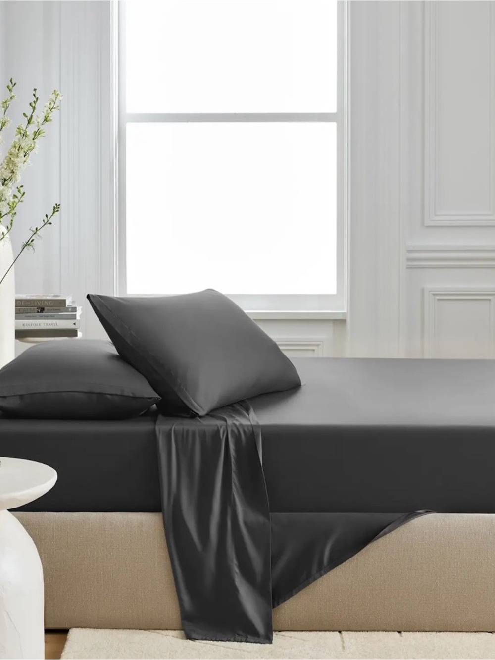 NWT Quince Organic Bamboo 4 Piece Sheet Set, King (Charcoal)